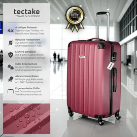 Tectake tectake® Hartschalenkoffer-Set, Cleo 4-teilig, 3 Trolleys, 1 Beauty Case inkl. Kofferwaage und -anhänger - Rot