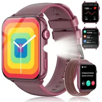 blackview Smartwatch Herren Damen, LED-Leuchte, 350mAh (6 Tage), 2 Armbänder Smartwatch (1.91 Zoll, iOS/Android), mit Wechselband aus weichemSilikon und Ladekabel, Antwort & Anruf tätigen,Herzfrequenz,Schlafmonitor,SpO2,Schritten,IP68 lila