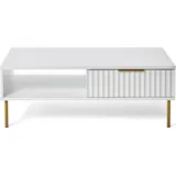 Jahnke Carve COFFEE SK Couchtisch Engineered Wood, Weiss/Goldfarben, One Size