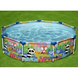 BESTWAY Steel Pro Paradise Frame Pool rund 274 x 66 cm bunt