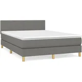 vidaXL Boxspringbett mit Matratze Dunkelgrau 140x200 cm Stoff1400156