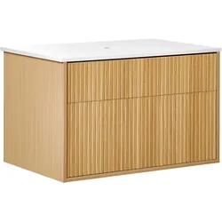 Bad-Wandschrank 80 x 52 cm heller Holzfarbton BEXTI