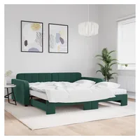 furnicato Bett Ausziehbares 2-in-1 Tagesbett Sofa Dunkelgrün 223x110x71 cm (1-tlg), Samtbezogenes Schlafsofa mit zwei Matratzen und stabilem Metallrahmen grün