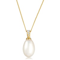 Elli DIAMORE Halskette Damen Süßwasserzuchtperle Diamant (0.05 ct) 585 Gelbgold