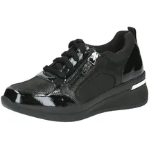 CAPRICE Damen Sneaker mit Reißverschluss Bequem, Schwarz 38 EU