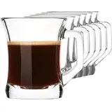 KIAPPO Gläser Set 220 ml - 6 Stück Kaffee Gläser - Tee Gläser - Cocktailgläser - Trinkgläser - Latte Macchiato-Gläser - Massive Hochgläser mit Henkel - 58 x 58 x 84 mm