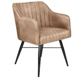 Massivmoebel24 Stuhl Echtleder 54x68x78, beige iron label 12