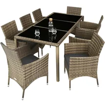 Tectake Valencia Set 9-tlg. braun meliert