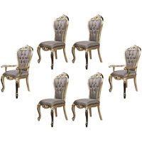 Casa Padrino Luxus Barock Esszimmer Stuhl 6er Set Lila / Antik Gold / Schwarz - Handgefertigte Barockstil Küchen Stühle - Luxus Barockstil Esszimmer Möbel - Barock Esszimmer Möbel