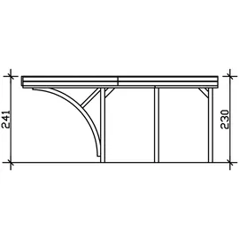 SKANHOLZ Friesland 3,14 x 5,55 m imprägniert inkl. 2 Einfahrtsbögen und Alu-Dachplatten