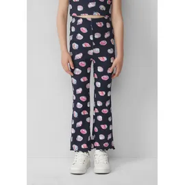 s.Oliver Gerippte Leggings mit Flared Leg und All-over-Print - blau - 128