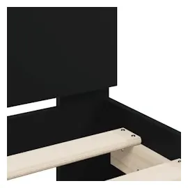 vidaXL Bettgestell mit Kopfteil und LED-Leuchten Schwarz 100x200 cm