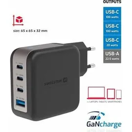 Swissten Swissten, GaN Travel Charger 100W 3x USB-C + USB-A schwarz
