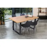 möbelliebling Esstisch Baumkante Holz-Optik Wildeiche 160 x 85 U-Gestell schwarz JOSY