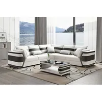 Weiß Eckgarnitur Luxus Ledersofa Ecksofa Couch Sofa Wohnzimmer Modern JVmoebel - Weiß