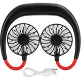 Tragbarer, Wiederaufladbarer Mini-nackenventilator Mit Usb-anschluss Und 3 Geschwindigkeitsstufen – Schwarz Und Rot