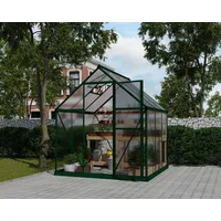 CANOPIA Gewächshaus 6x6 Alu grün HKP 4 mm 3,4 m² inkl. Stahlfundament