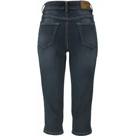 Arizona Caprijeans "mit Schlitz am Saum", Damen, Gr. 52, N-Gr, blau (dunkelblau us), Denim/Jeans, Obermaterial: 79% Baumwolle, 19% Polyester, 2% Elasthan, leichte Abriebeffekte, Basic, schmal, Jeans, schmale Passform, mit stylischen Nieten, hohe Taille, Topseller