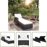 Sonnenliege Mit Cremeweißer Auflage Poly Rattan Schwarz - Sonnenliege - Gartenliege - Outdoor Möbel - Rattan Liege - Poolside Lounge Chair - The Living Store