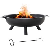 Outsunny Holzkohlegrill Feuerschale, Set, 1 x Feuerstelle, - 1 x Schürhaken, BxTxH: 79x69x192 cm schwarz