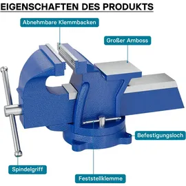 Wiltec Schraubstock Metall 125 mm grau