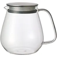 Kinto Unitea One Touch Teekanne aus Edelstahl, 720 ml, hitzebeständige Glas-Teekanne mit Edelstahlsieb im Deckel (Japan Import)