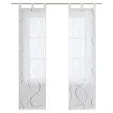 ESLIR Schiebegardinen Set 2er Flächenvorhänge Gardinen mit Schlaufen Schiebevorhang Transparent Vorhang mit Zweige Muster Voile Sand BxH 57x145cm 2 Stück