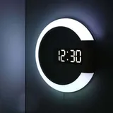 Led-wanduhr. Kreative Fernbedienung. Digitaluhr. Hohlspiegel. Temperaturalarm. 7 Wechselnde Farben. Nachtlicht Für Zuhause Und Büro.
