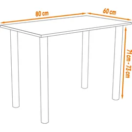 AKKE Walnuss Tisch mit schwarze beine LxBxH: 80x60x74 cm