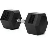 TREXO Hantel 35 kg Hexagon Durable gummierte Gusseisen für Krafttraining zu Hause mit ergonomischen Griff stabil und vielseitig Hantel Hex