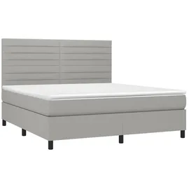 vidaXL Boxspringbett mit Matratze & LED Hellgrau 160x200 cm Stoff