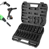 Putentfun Schlagschrauber Nüsse Set,20 Stück Sechskant Stecknüsse,1/2" Sechskant Kraft Stecknuss Satz,8-32mm Metrischer Antrieb Werkzeug Set,für Autoreparaturen Reifenwechsel