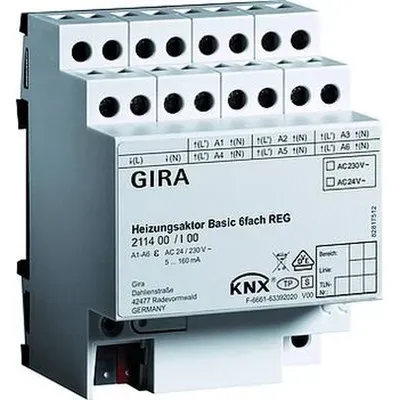 Heizungsaktor KNX REG 6Ausg 0,16A 24-230V Bussystem KNX