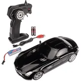 CARSON 500404310 1:24 SLS AMG 2.4G 100% RTR schwarz - Ferngesteuertes Auto, LED-Beleuchtung, RC Auto, RC Fahrzeug, RC Auto 1:24, Ferngesteuertes Spielzeug