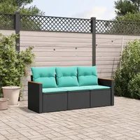 vidaXL Gartensofa-Set 3-tlg. schwarz