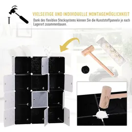 Homcom Kleiderschrank Schwarz Kunststoff 47x145x111 cm