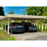SKANHOLZ Doppelcarport Spessart 6,11 x 8,46 m unbehandelt mit Regenrinne und Pfostenanker