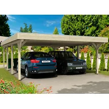 SKANHOLZ Doppelcarport Spessart 6,11 x 8,46 m unbehandelt mit Regenrinne und Pfostenanker