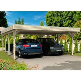SKANHOLZ Doppelcarport Spessart 6,11 x 8,46 m unbehandelt mit Regenrinne und Pfostenanker