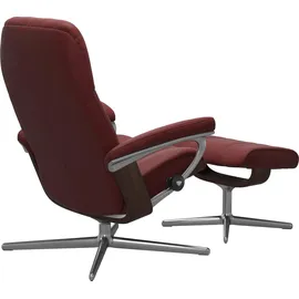 Stressless Relaxsessel STRESSLESS "Consul", rot (cherry paloma), B:91cm H:102cm T:79cm, Leder PALOMA: PALOMA ist ein durchgefärbtes Semianilin-Möbelleder mit natürlicher Narbung., Sessel, Relaxsessel, mit Cross Base, Größe S, M & L, Holzakzent Braun