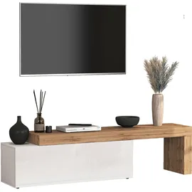 INOSIGN Lowboard INOSIGN "Chronos TV-Board, T-Schrank", weiß (weiß hochglanz, eiche wotan), B:240cm H:51cm T:40cm, Sideboards, Lowboard, Breite 240 cm TV-Board,Lowboard,1 Klappe und ein L-Förmiger Aufsatz