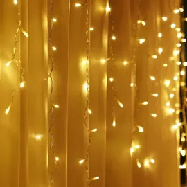 salcar LED Eisregen Lichterkette Außen 10m, Lichtervorhang Fenster Weihnachten Innen mit 400 LEDs, 31V mit 8 Modi und Memory-Funktion, Warmweiß