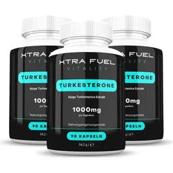 Turkesterone von XTRA FUEL | 270 Kapseln mit 1.000 mg Ajuga Turkestanica Extrakt je Dosis kaufen - Für Bodybuilding & Sport - Laborgeprüft in Deutschland und 100% natürlich - 270 Stk 360 St