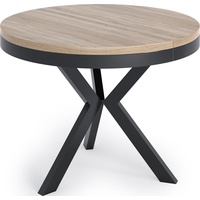 Runder Ausziehbarer Esstisch - Tisch im Loft-Stil mit Schwarz Metallbeinen - Industrieller Tisch für Wohnzimmer - Spacesaver - Eiche Sonoma - 100 ...