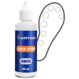 7 Artists Sock Stop Textilfarbe Weiß 80 ml – Flüssiger Sockenstopper für Stoppersocken, Anti Rutsch Socken, Grip Socks Pilates | Antirutsch Kleber für Socken, Teppichfarbe