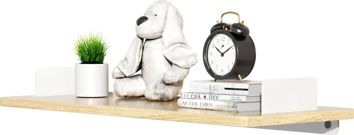 KAPANOU Schwebendes Regal für die Wand, modernes hängendes Buchregal mit weißen Metallhalterungen, aus Holz, wandmontiert, für Landhausküche, Badezimmer und Schlafzimmer, rustikal braun, Jahreswechsel-Angebot, Top-Geschenkideen
