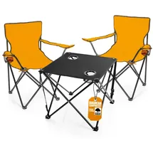 BigDean Campingstuhl Orange 2 St. + Campingtisch