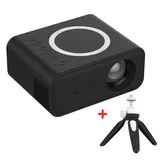 LED Mini Beamer Projektor - T4 - Tragbar - Kabellos - 254 cm Bild - USB-Anschluss - EU-Stecker - Mit Stativ - Schwarz