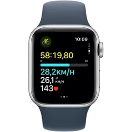 Apple Watch SE 2023 GPS 40 mm Aluminiumgehäuse silber, Sportarmband sturmblau S/M