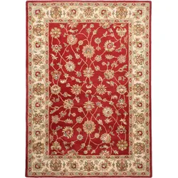 Wollteppich THEKO "Royal Ziegler 503" Gr. 1, rot, B:60cm H:14mm L:90cm, Schurwolle, Teppiche, reine Wolle, handgetuftet, Orient-Optik, mit Bordüre
